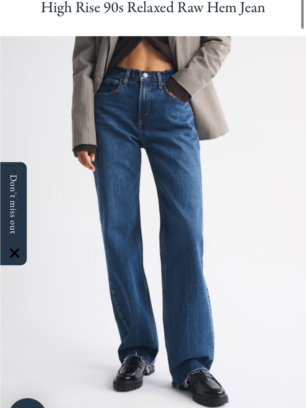 Abercrombie & Fitch High-Rise Curve Love 90s Relaxed Raw Hem Jeans - Blue